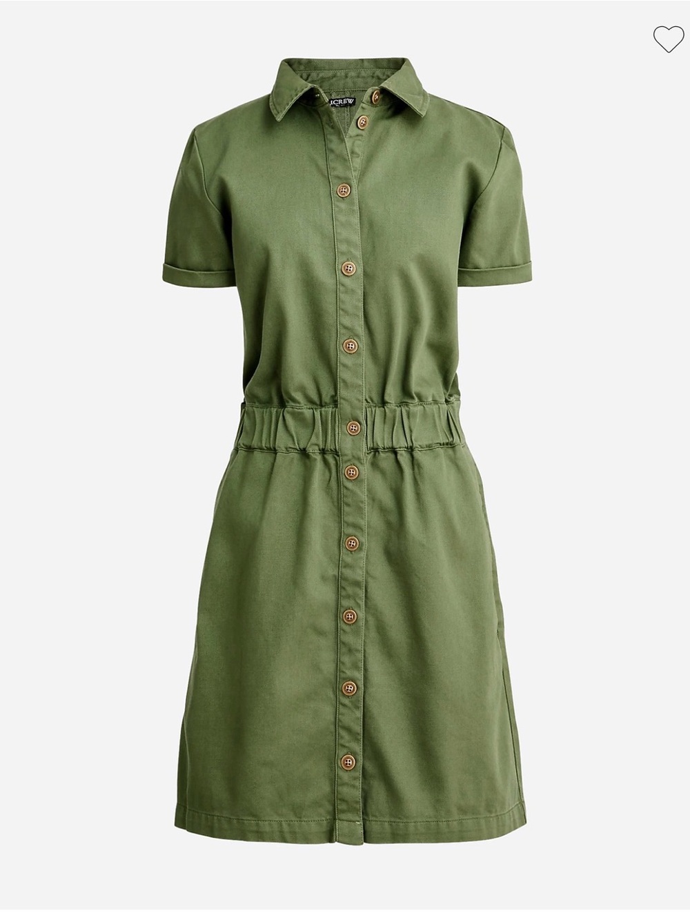 J. Crew Olive Green Button-Front Chino Dress HTF